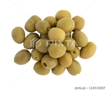 green olives isolated on white green olives isolated on white 118510087