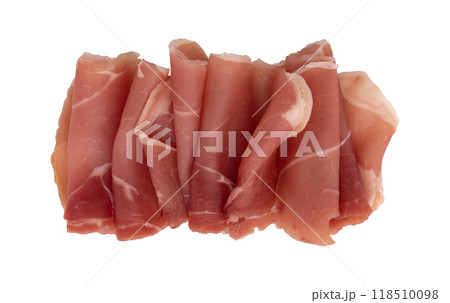 slices of prosciutto or jamon isolated 118510098
