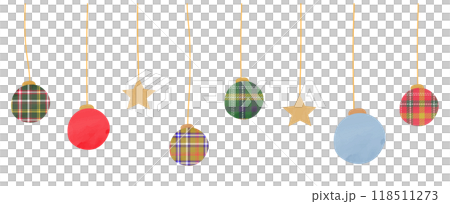 クリスマスの手書き風球体オーナメントセット 118511273