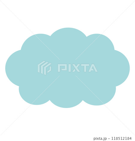 シンプルな水色の雲形ふきだし 118512184