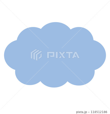 シンプルな青色の雲形ふきだし 118512186
