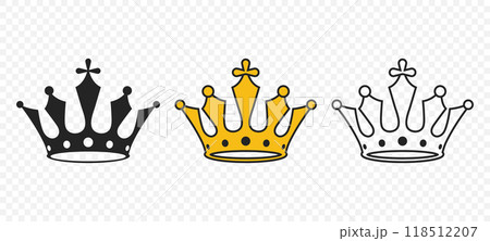 Vector Crown Icons Set. Flat Style Crown Icon Collection. Elegant Crown Icons. Various Royal Crowns 118512207