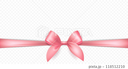 Vector Realistic Silk Pink Gift Ribbon, Satin Bow for Greeting Card, Gift, Isolated. Bow Design Template, Concept for Birthday, Christmas Presents, Gifts, Invitation, Box 118512210