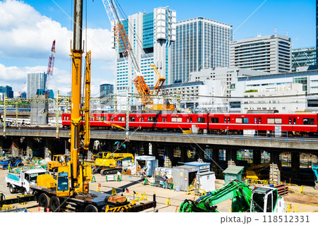 東京再開発 品川駅周辺の工事とクレーン 2024.09　b-2 高彩度コントラスト 118512331