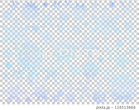 水彩のグラデーションが綺麗な雪の結晶のパターンイラスト。幻想的な冬の世界をイメージ。 118513668