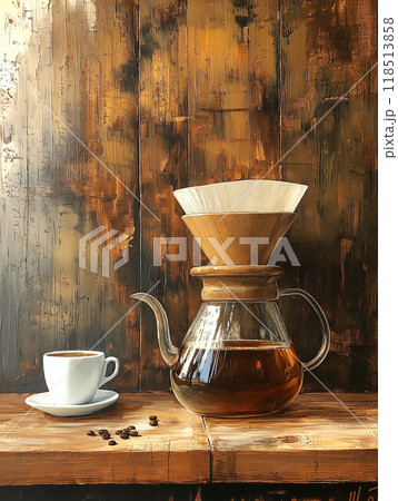 油彩画　ドリップコーヒー ドリップコーヒーの油絵のイラスト素材 [118513858] - PIXTA