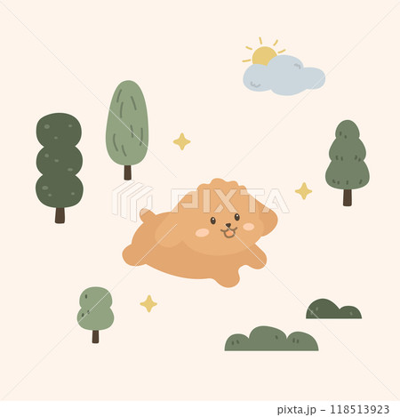 Vector illustration of a cute brown puppy. 118513923