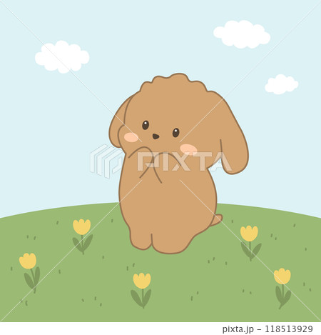 Vector illustration of a cute brown puppy. 118513929