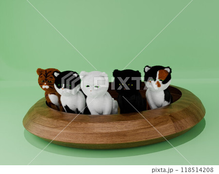 癒しの風景・ボウルの中に並んだ子猫たち 118514208
