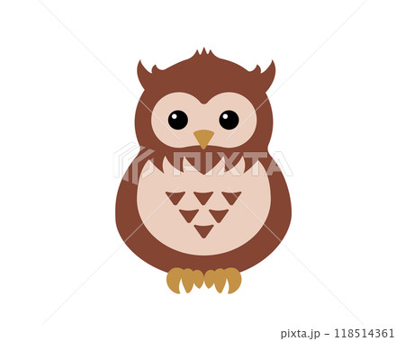 シンプルでかわいいフクロウ（ミミズク）のイラスト 118514361