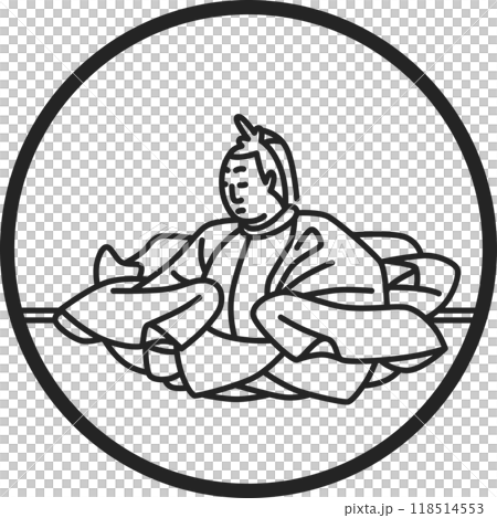 線描圓形簡單百人一州天智皇帝 118514553
