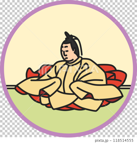 カラー円形シンプル百人一首　天智天皇 118514555