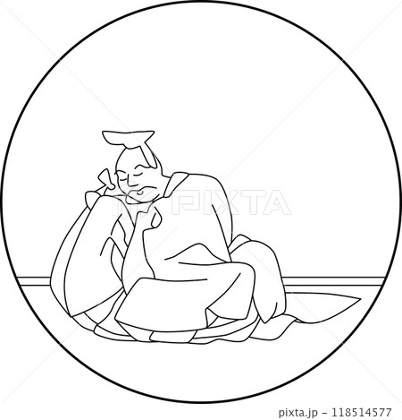 線画円形百人一首　猿丸大夫 118514577