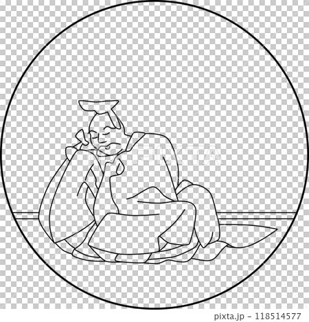 線画円形百人一首　猿丸大夫 118514577