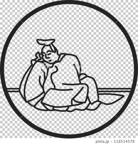 線画円形シンプル百人一首　猿丸大夫 118514578