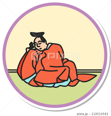 ステッカー円形シンプル百人一首　猿丸大夫 118514583