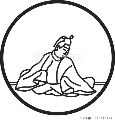 線画円形シンプル百人一首　中納言家持 118514585