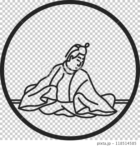 線画円形シンプル百人一首　中納言家持 118514585