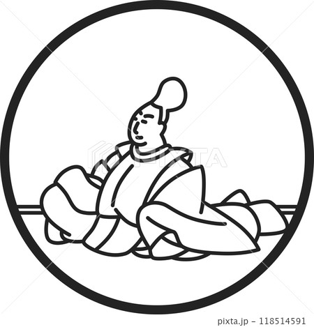 線画円形シンプル百人一首　安倍仲麿 118514591
