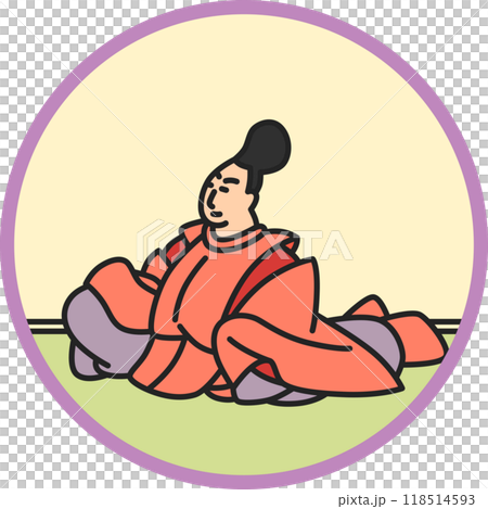 彩色圓形簡約百人一書阿部仲麻呂 118514593