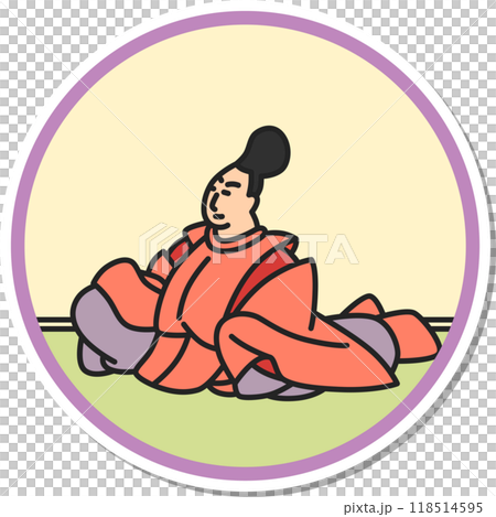 貼紙圓形簡單百人一州阿部中麻呂 118514595