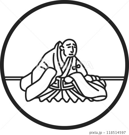 線画円形シンプル百人一首 喜撰法師 線画円形シンプル百人一首 喜撰法師 118514597