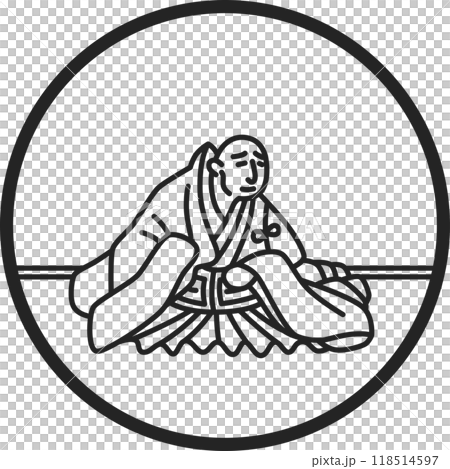線画円形シンプル百人一首 喜撰法師 線画円形シンプル百人一首 喜撰法師 118514597