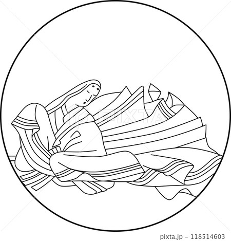 線画円形百人一首　小野小町 118514603