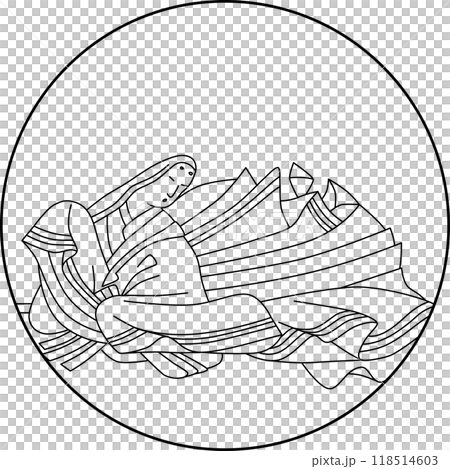 線画円形百人一首　小野小町 118514603
