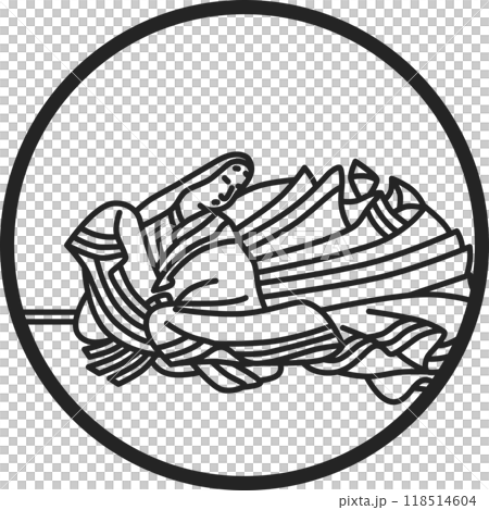 Line drawing circle simple Hyakunin Isshu Ono no Komachi 118514604