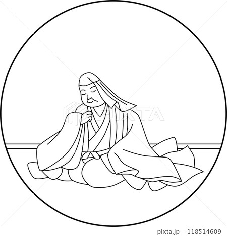 線画円形百人一首　蟬丸 118514609