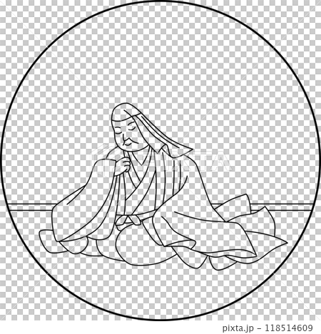 線画円形百人一首　蟬丸 118514609