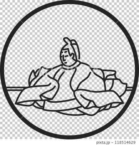Line drawing circular simple Hyakunin Isshu Yozei-in 118514629