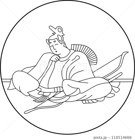 線画円形百人一首　在原業平朝臣 118514666