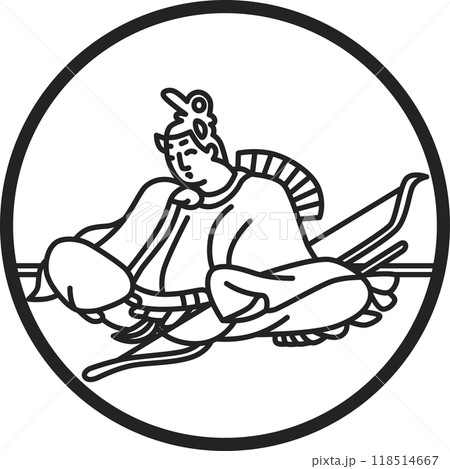 線画円形シンプル百人一首　在原業平朝臣 118514667