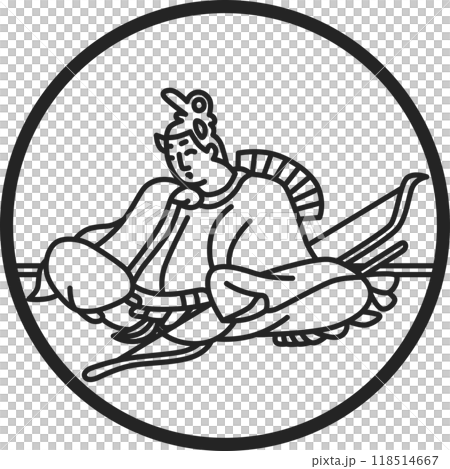 線画円形シンプル百人一首　在原業平朝臣 118514667