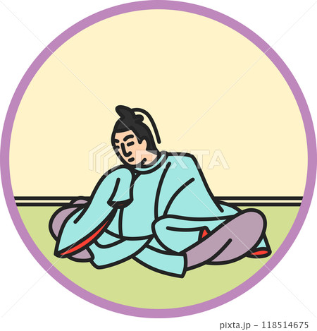 カラー円形シンプル百人一首　藤原敏行朝臣 118514675