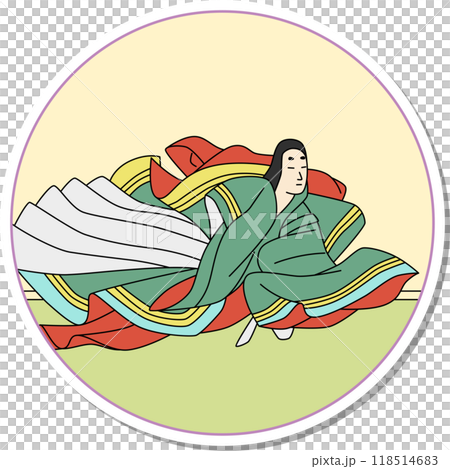 Circular Hyakunin Isshu sticker, Ise 118514683