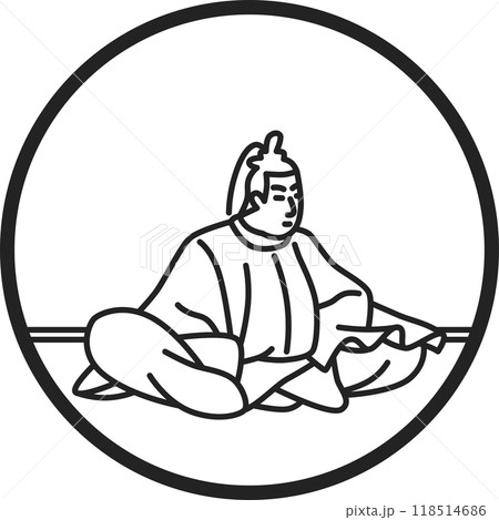 線画円形シンプル百人一首 元良親王 線画円形シンプル百人一首 元良親王 118514686