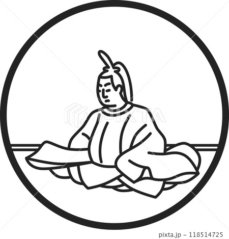線画円形シンプル百人一首　貞信公 118514725