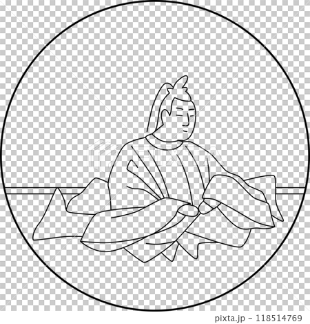 Line drawing of Hyakunin Isshu by Ki no Tomonori 118514769