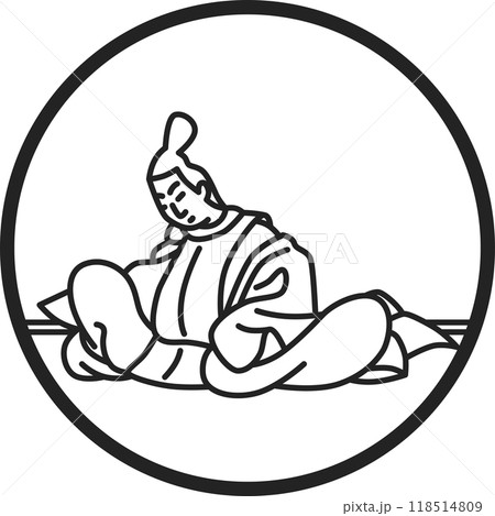 線画円形シンプル百人一首 藤原興風 線画円形シンプル百人一首 藤原興風 118514809