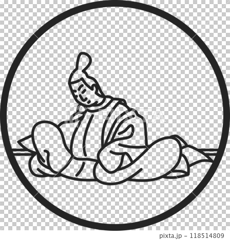 線画円形シンプル百人一首 藤原興風 線画円形シンプル百人一首 藤原興風 118514809