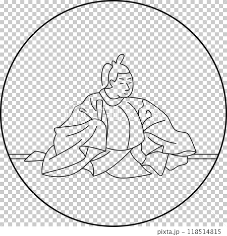 Line drawing of Hyakunin Isshu by Ki no Tsurayuki 118514815