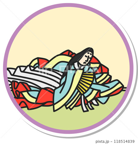 ステッカー円形シンプル百人一首 右近 ステッカー円形シンプル百人一首 右近 118514839