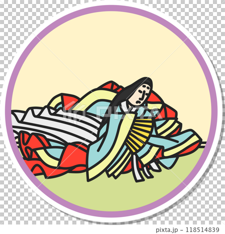 ステッカー円形シンプル百人一首 右近 ステッカー円形シンプル百人一首 右近 118514839