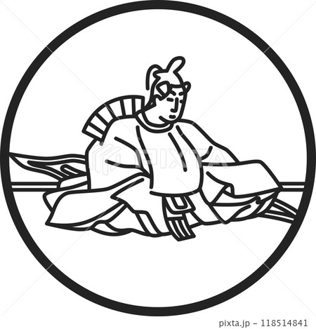 線画円形シンプル百人一首　参議等 118514841