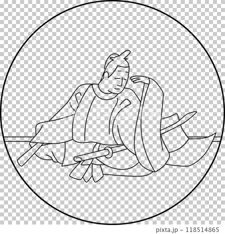 線画円形百人一首 権中納言敦忠 線画円形百人一首 権中納言敦忠 118514865