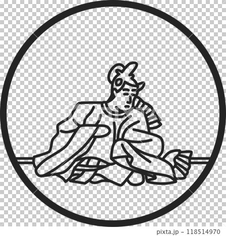 Line drawing circle simple Hyakunin Isshu Fujiwara Michinobu Ason 118514970