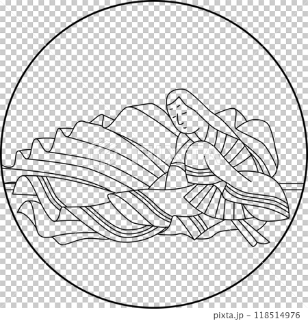 線画円形百人一首 右大将道綱母 線画円形百人一首 右大将道綱母 118514976